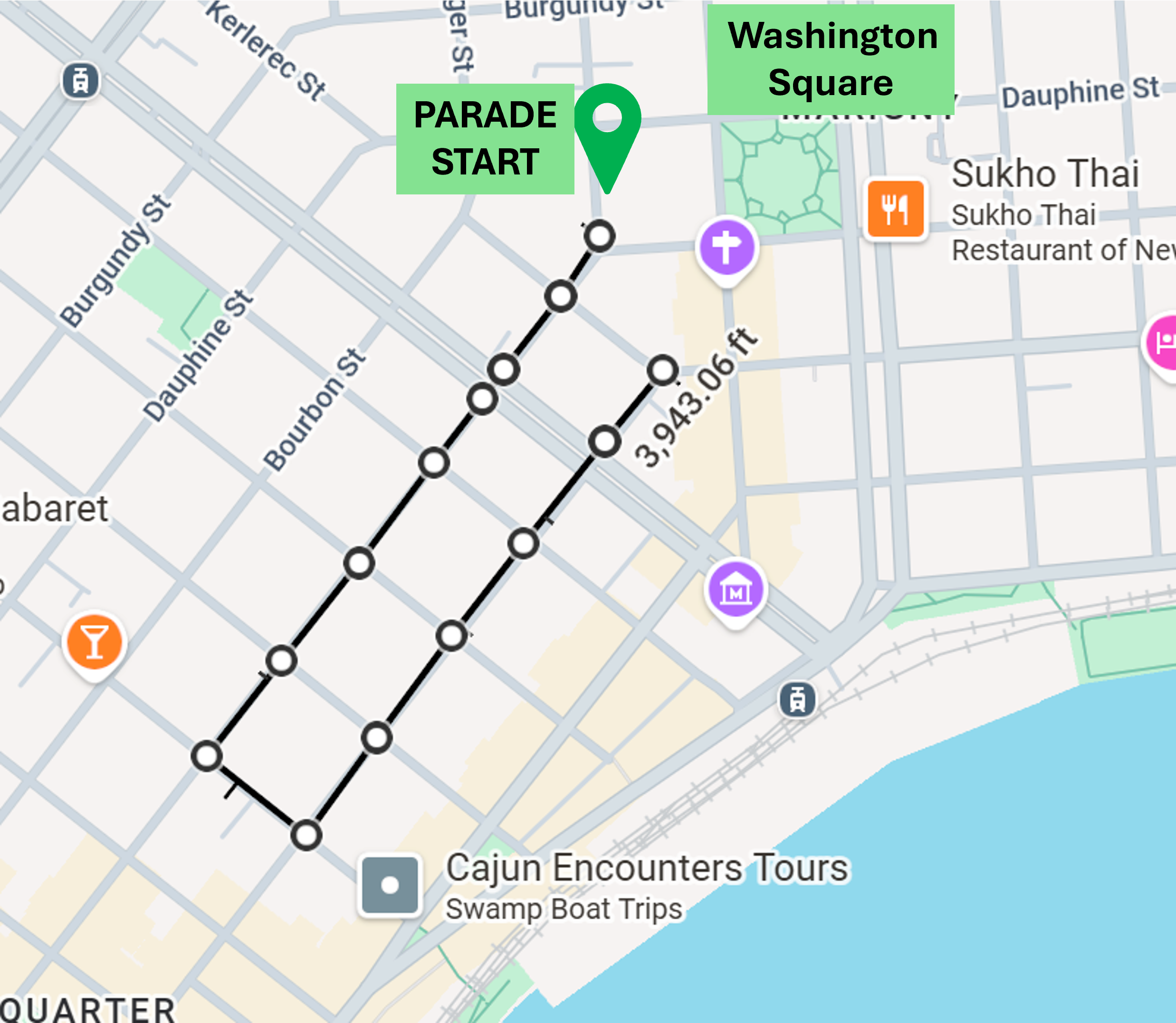 NOLA Holi 2026 Parade Route Map